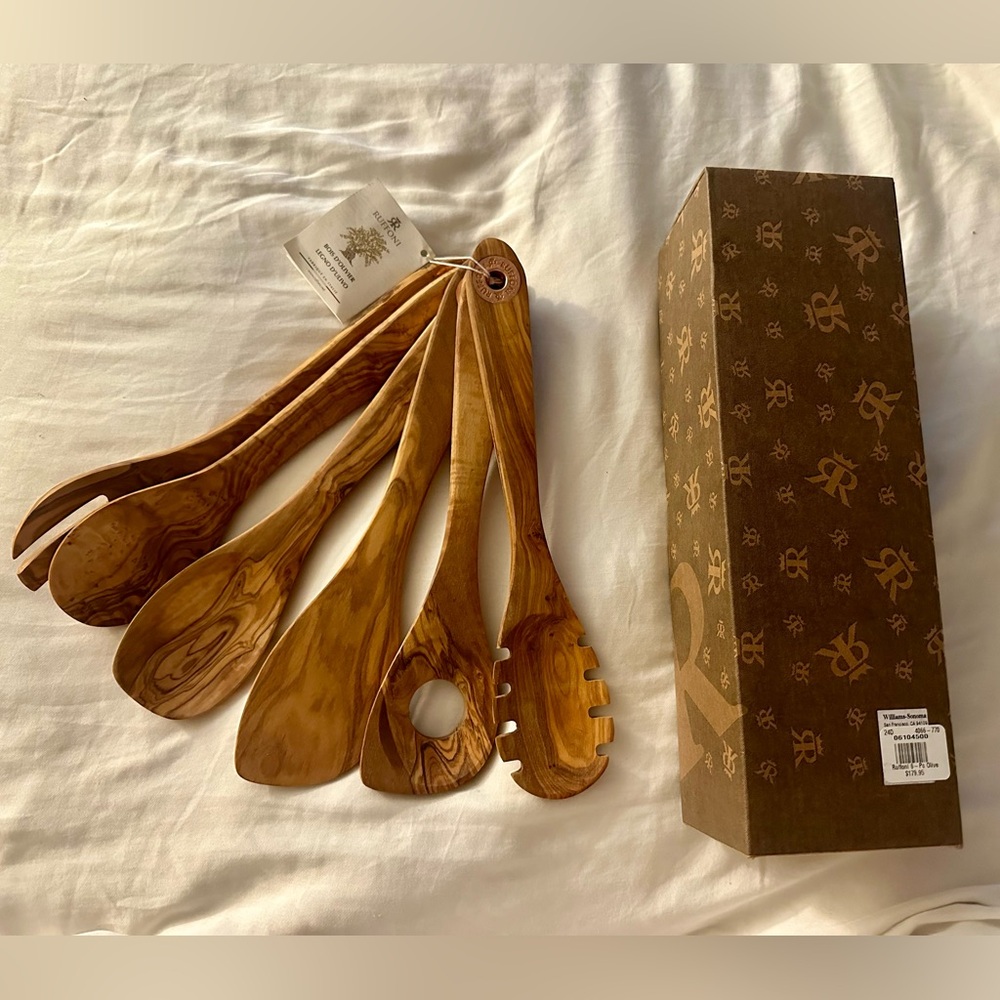 “BRAND-NEW” Williams Sonoma Ruffoni 6-piece Olivewood Tool Set Kitchen Utensils